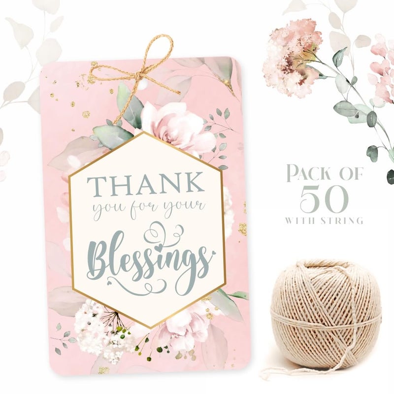 Chic a Choc 50 Return Favor Gift Tags with Jute String. Thank You for Your Blessings. Baby Shower Party, Weddings, Mundan, Its a boy, Girl, Birthday Favours - Image 3