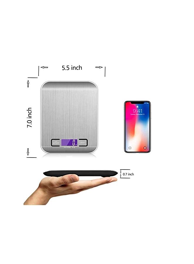 PROMASS Digital Kitchen Scale Silver Stainless Steel Food GRAM Ounce Switch 11 Lb Max Small Accurate Measurement Display - Image 2