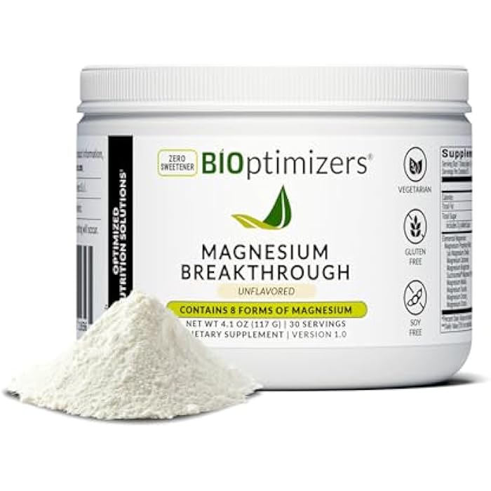 BIOptimizers Magnesium Breakthrough Drink - 8 Forms of Magnesium, Electrolytes, Sleep Health, Stress, Muscle Recovery, Heart Support | Glycinate, Citrate, Malate - Unflavored - Image 1