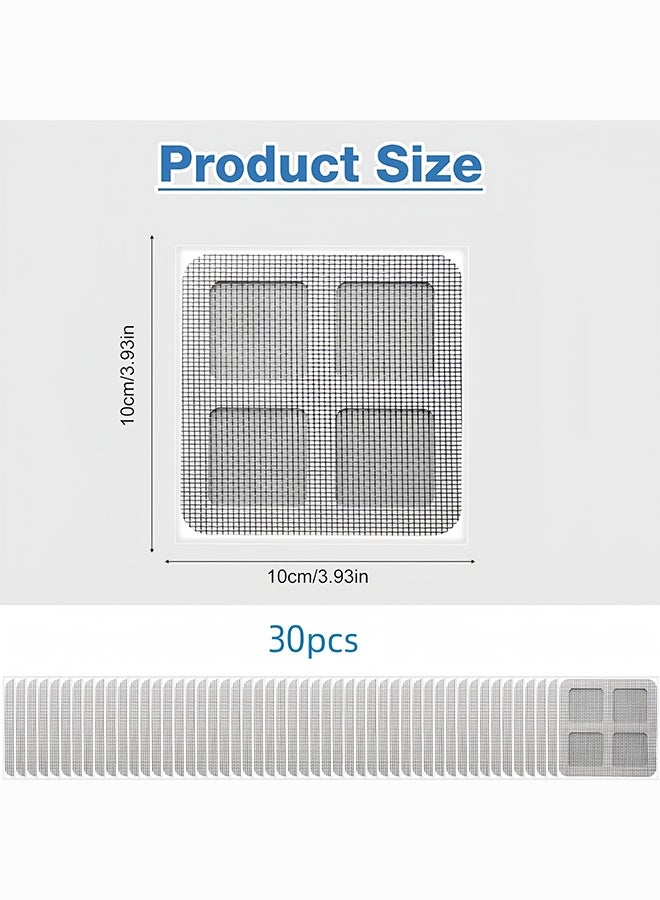 BELANO 30 Pcs Disposable Drain Hair Catcher Mesh Stickers for Shower, Bathroom, Sink, Anti-Clog Square Cover 10x10cm - Image 2