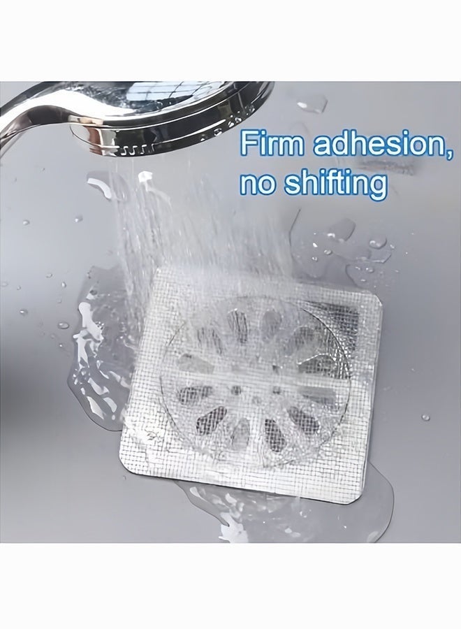 BELANO 30 Pcs Disposable Drain Hair Catcher Mesh Stickers for Shower, Bathroom, Sink, Anti-Clog Square Cover 10x10cm - Image 5