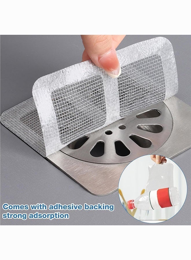 BELANO 30 Pcs Disposable Drain Hair Catcher Mesh Stickers for Shower, Bathroom, Sink, Anti-Clog Square Cover 10x10cm - Image 3