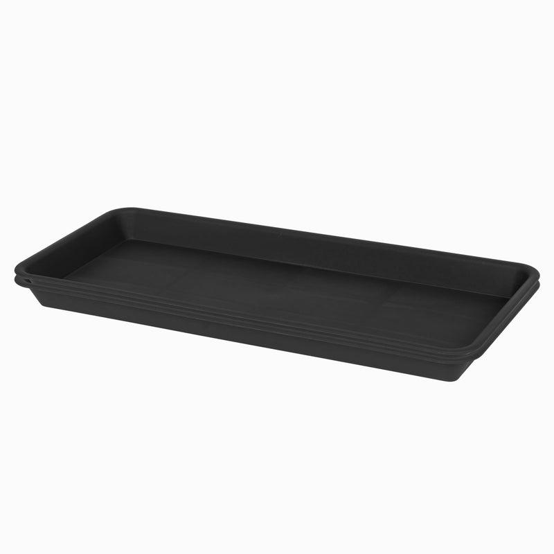 VUWEZ 2 Pack of Plastic Plant Tray Saucer Rectangular 14 inch, Plant Trays Saucers for Indoors Outdoor, Plant Water Drip Tray for Flower Pot Planter, Windowsill Plant Tray (6.8 X 14.5'', Black) - Image 1