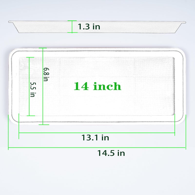 VUWEZ 2 Pack of Plastic Plant Tray Saucer Rectangular 14 inch, Plant Trays Saucers for Indoors Outdoor, Plant Water Drip Tray for Flower Pot Planter, Windowsill Plant Tray (6.8 X 14.5'', Black) - Image 2