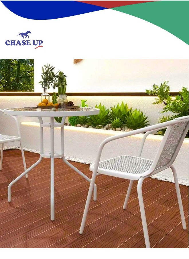 Chase Up Garden Dining Set 3 Piece Outdoor Furniture Patio Dining Table and Chair Balcony Dinner Table Dinner Chair Poly Rattan Anthracite (White)  - Image 2