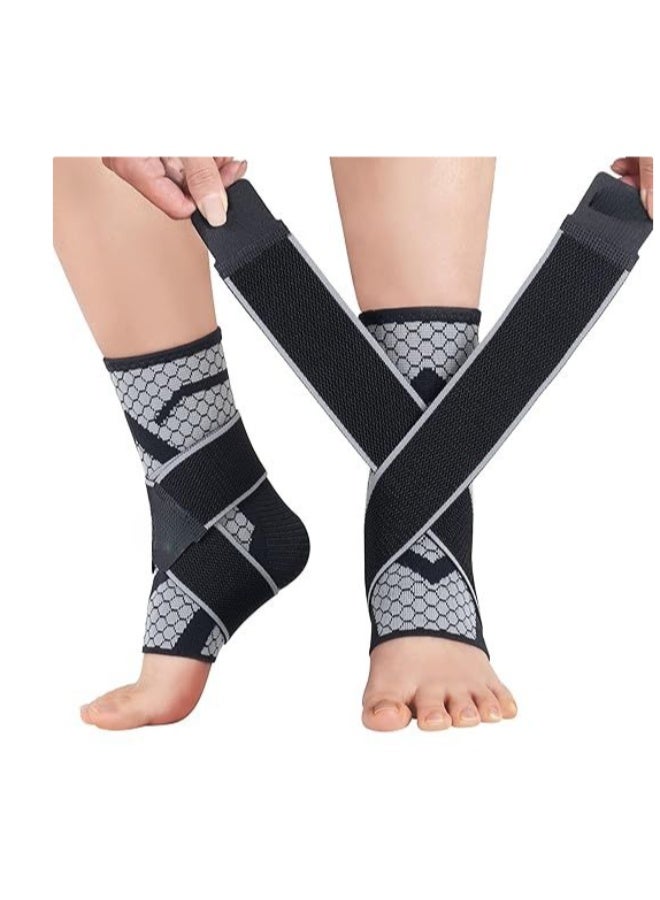 Ankle Compression Sleeves (1 Pair) - Adjustable Strap Support - Warm & Durable Relief for Achilles Tendonitis & Sprains - Daily Use - Image 1