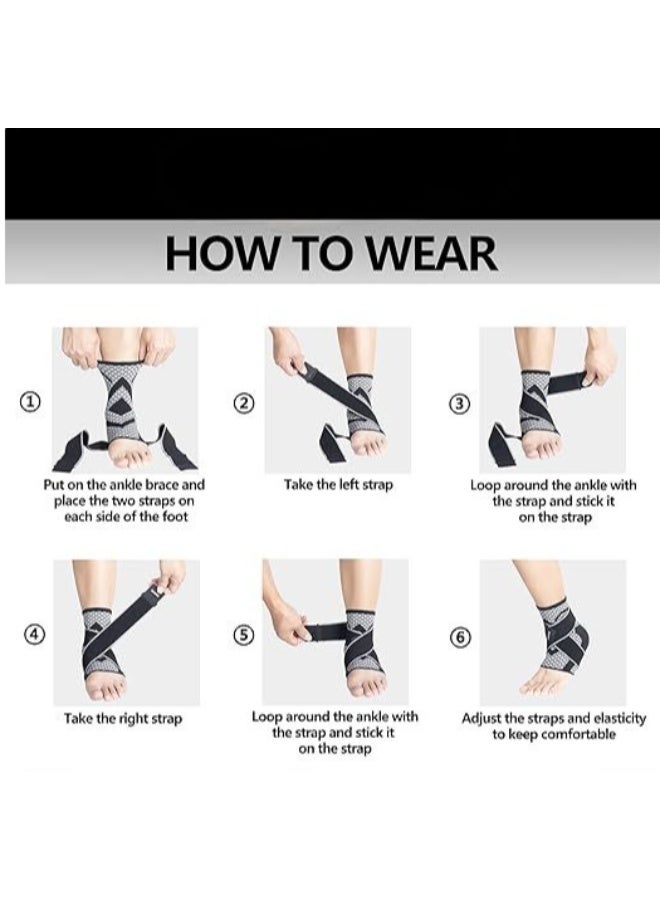 Ankle Compression Sleeves (1 Pair) - Adjustable Strap Support - Warm & Durable Relief for Achilles Tendonitis & Sprains - Daily Use - Image 2