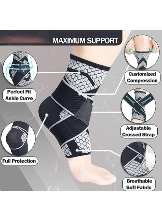 Ankle Compression Sleeves (1 Pair) - Adjustable Strap Support - Warm & Durable Relief for Achilles Tendonitis & Sprains - Daily Use - Image 3