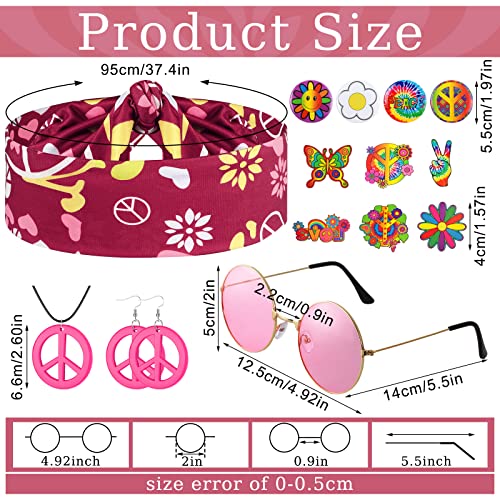 Jiuguva 17pcs 60s 70s Outfits for Women Hippie Costume Set Disco Outfit ElegantXXLarge - Image 3
