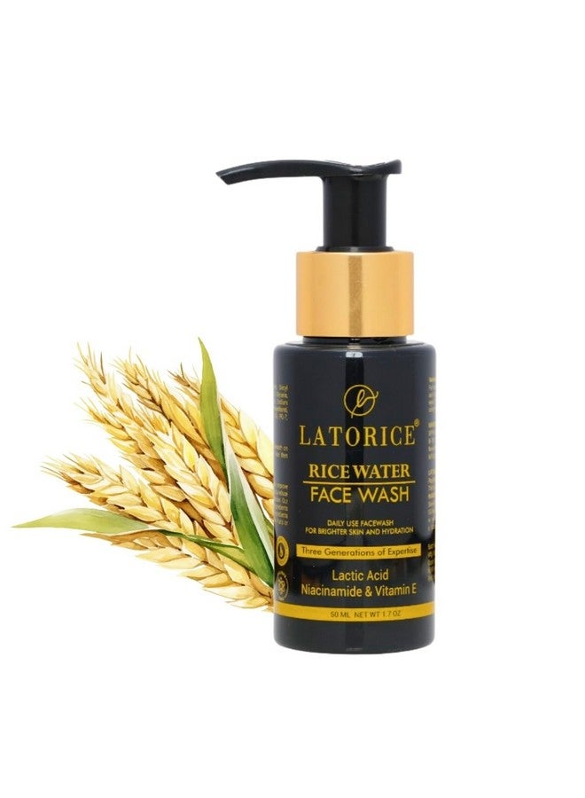 LATORICE Unisex Face Gel Wash With Rice Water Lactic Acid and Vitamin E | Travel-friendly Natural Glowing Brightening Niacinamide Gel Face Cleanser For All Skin Types (50 ml) - Image 1