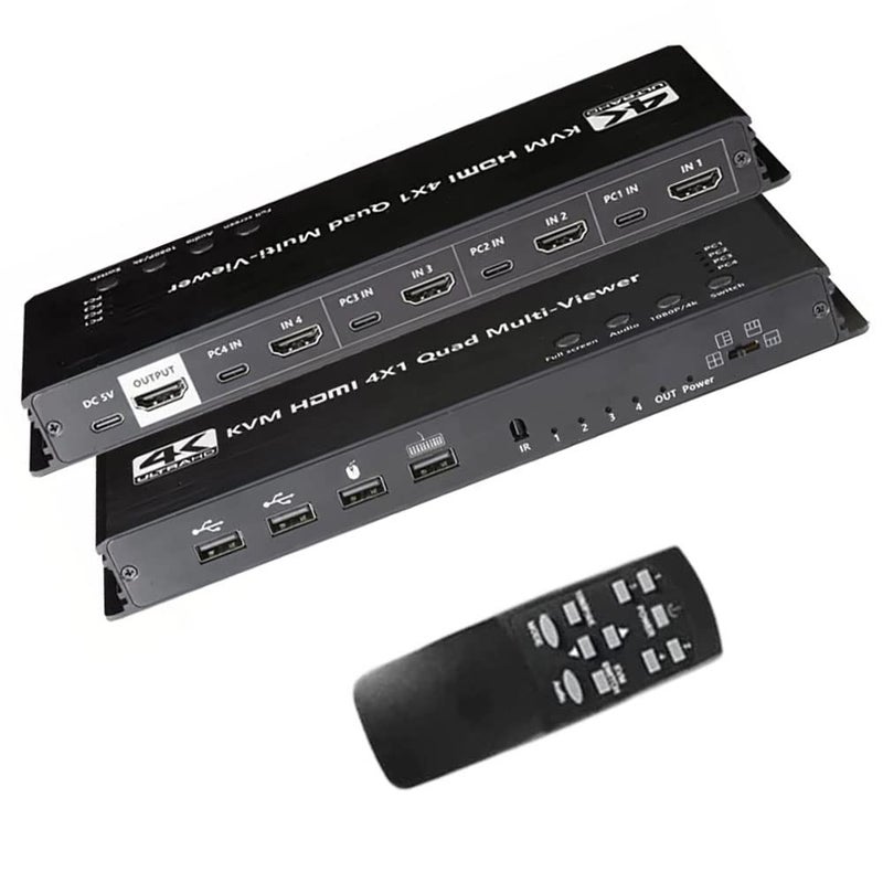 Tobo مفتاح HDMI KVM متعدد العرض 4x1، مفتاح متعدد العرض HDMI رباعي سلس 4 في 1 خارج، 4K، 3D، 1080P، 5 أوضاع عرض لكاميرا الأمان، PS4، لابتوب، شاشة (متعدد العرض 4K30Hz) TD-990H - Image 1