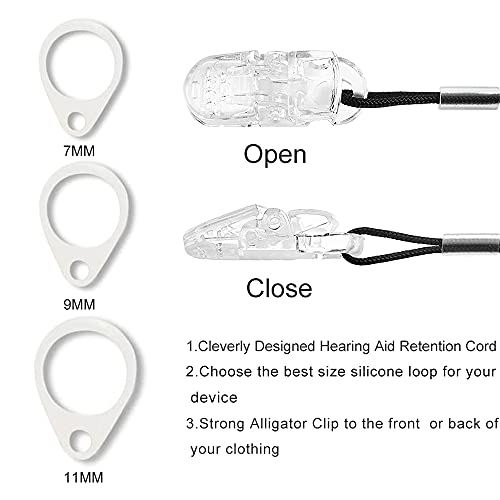Anico Clips Otoclip for Adults and Kids with 7mm 9mm 11mm Silicone Loops for BTE Hearing Aids - Anti Lost Lanyard Cord and Carry Case (Gray) - Image 3