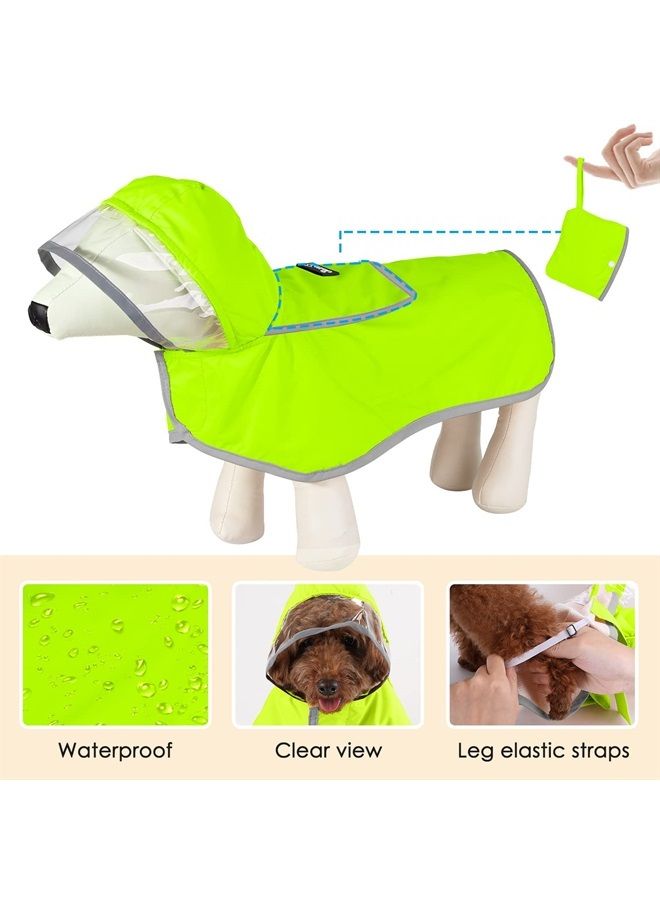 lukovee Dog Raincoat, Dog Rain Jacket with Clear Hooded Double Layer for Large Medium Small Dogs Puppies, Adjustable Waterproof Dog Rain Coat Poncho with Reflective Rim & Storage Pocket (M, Green) - Image 2