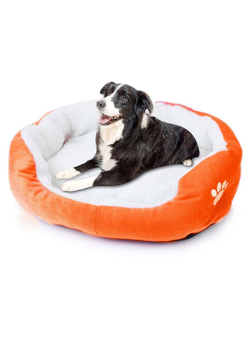MARGOUN Dog Bed Pet Cat Bed Soft Fluffy Cushion Bed Comfortable and Washable Pet Mattress 40x45cm Orange - Image 1