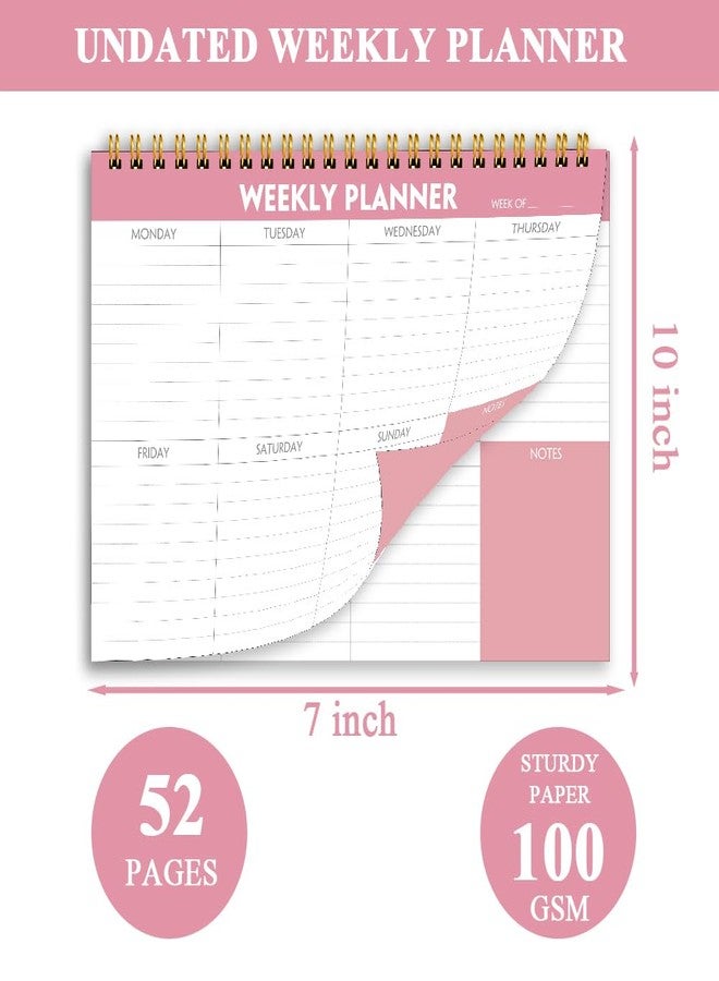 Getvow Weekly Planner Notepad - 7" x 10" Weekly Pad Organizers Habit Tracker Journal for Man & Women, 52 Sheets, 100gsm Paper, Undated Weekly To Do List Notepad with Your Life, Pink - Image 2