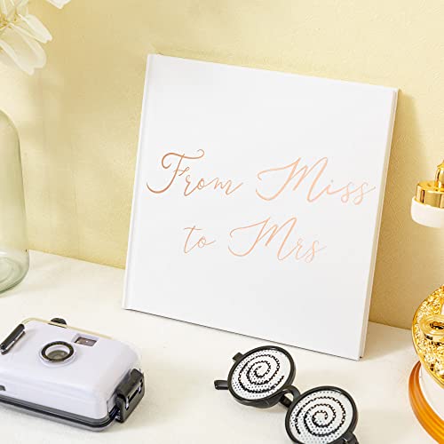 Calculs From Miss To Mrs Picture Book for Instax Film, Polaroid Bridal Shower Guest Book Blank Pages Bride To Be Scrapbook, 8.5” Square White Cover Rose Gold Script - Image 5