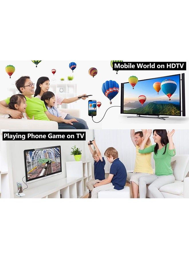 HY HDMI Adapter MHL Converter Cable 4K HD Video Digital HDTV Cord Mirrorring for HP MacBook iPhone 15 Pro Max Samsung Galaxy S22 Plus S21 S20 S10 Note 20 USB Type C Android Phones to Projector Monitor TV  - Image 2