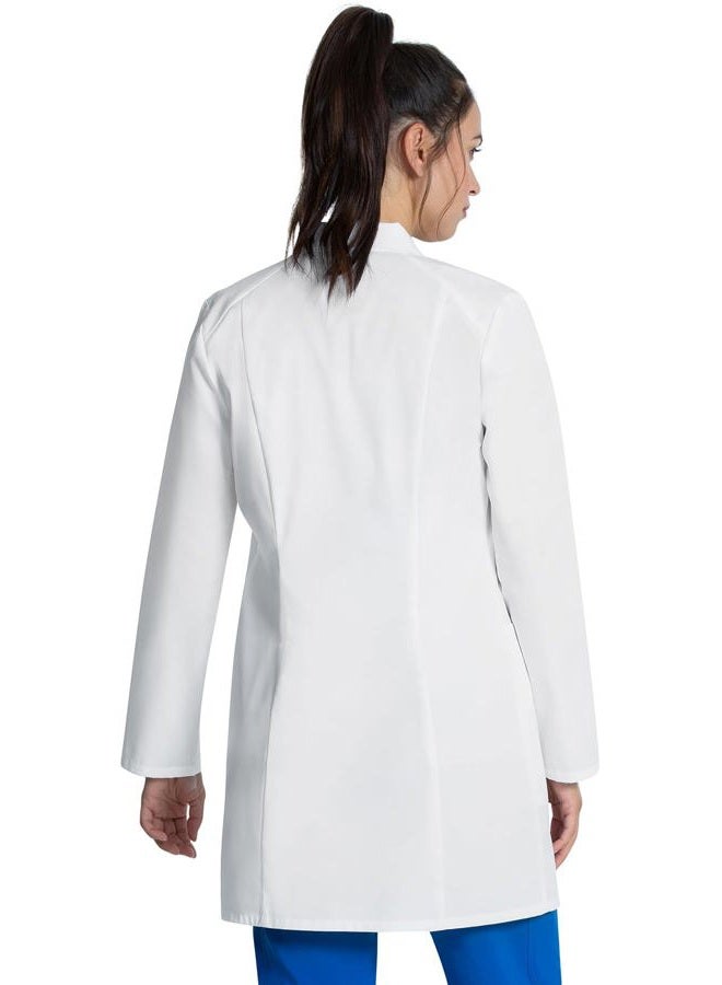 Cherokee White Lab Coat for Women with Notched Lapels with Button Closure and 3 Pockets CK452, White, L - Image 5