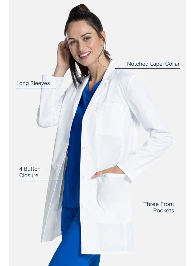 Cherokee White Lab Coat for Women with Notched Lapels with Button Closure and 3 Pockets CK452, White, L - Image 2