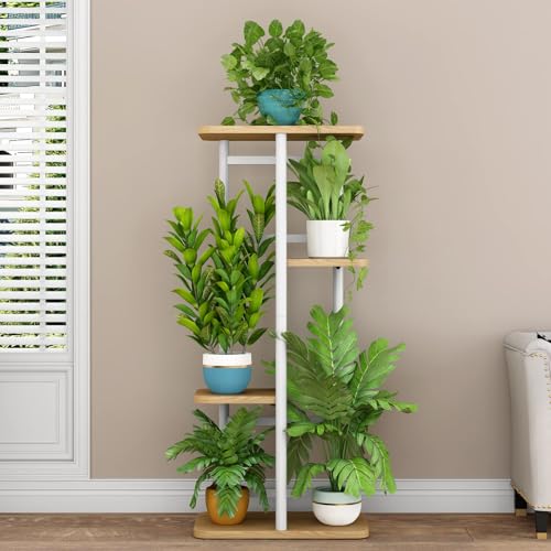 LINZINAR Plant Stand Indoor 4 Tier 5 Potted Multiple Plant Shelf Stands for Garden Corner Balcony Living Room White - Image 2