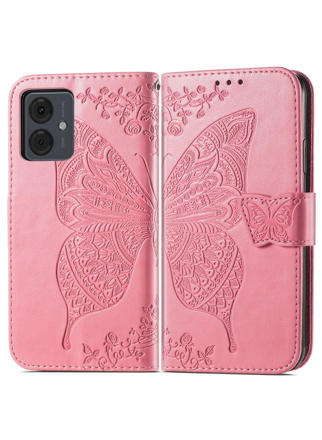 S-TOP Case For Motorola Moto G14 Butterfly Love Flower Embossed Leather Phone Case - Image 2
