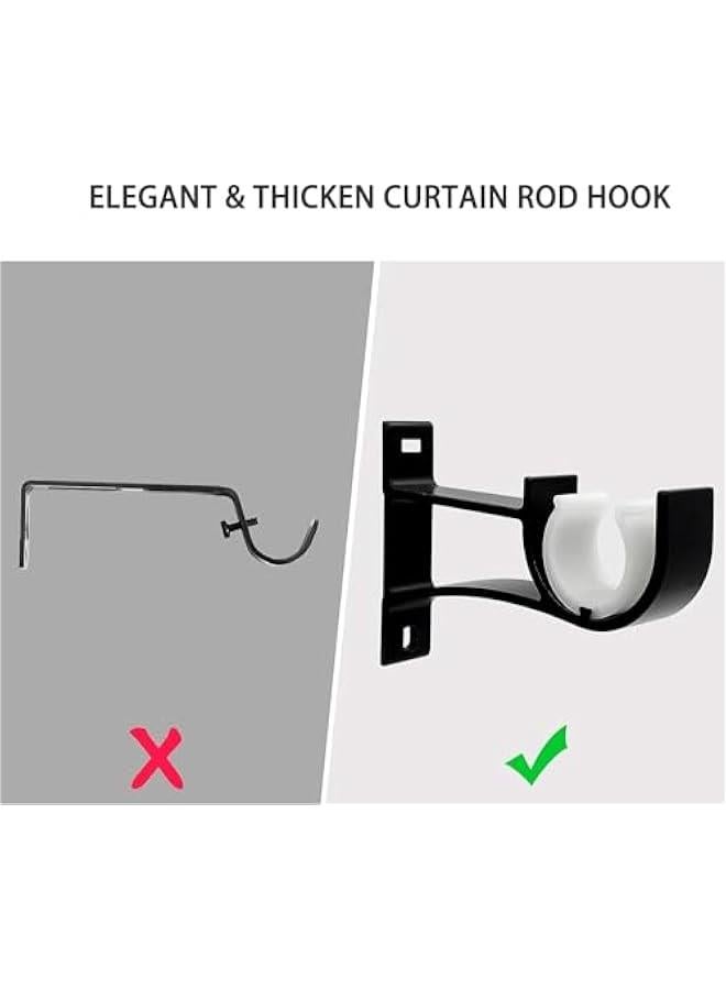 4Pcs Curtain Rod Bracket, Heavy Duty Curtain Rod Holders for Drapes Wall Heavy Duty, Single Decorative Drapery Rod Hooks Hanger Fit for 1 to 1.2 Inch Drapes Rod, Black Rod Bracket - Image 2