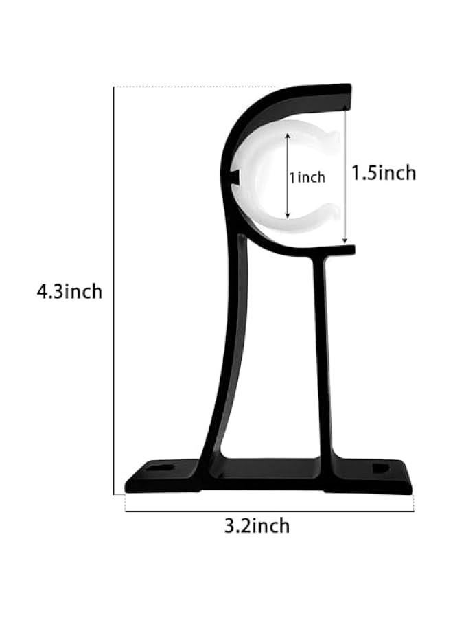 4Pcs Curtain Rod Bracket, Heavy Duty Curtain Rod Holders for Drapes Wall Heavy Duty, Single Decorative Drapery Rod Hooks Hanger Fit for 1 to 1.2 Inch Drapes Rod, Black Rod Bracket - Image 3