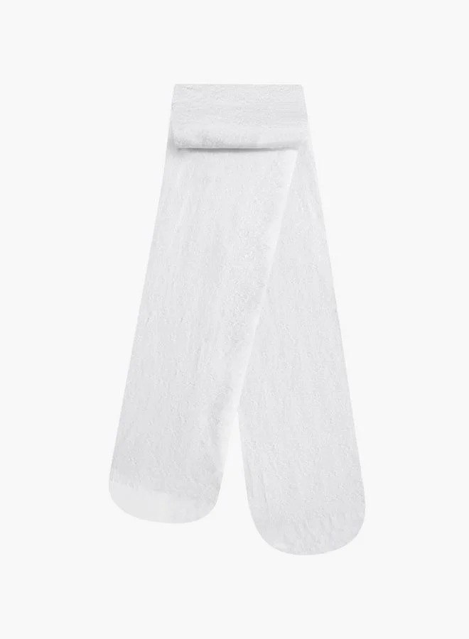 Flora Bella By Shoexpress Textured Tights With Elasticated Waistband - Set Of 2