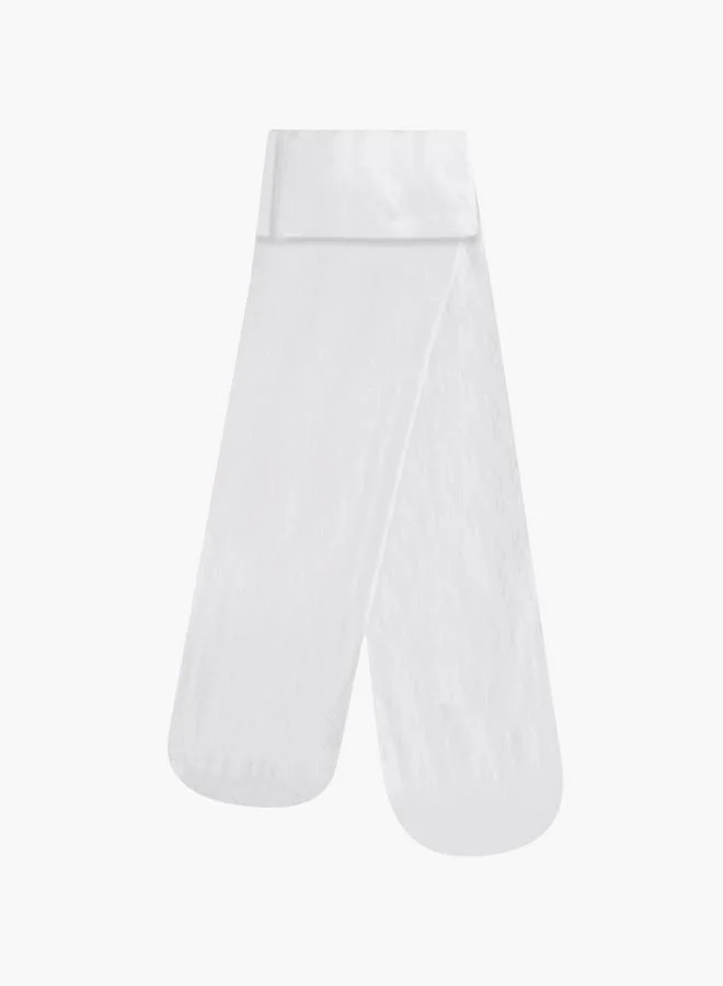 Flora Bella By Shoexpress Textured Tights With Elasticated Waistband - Set Of 2