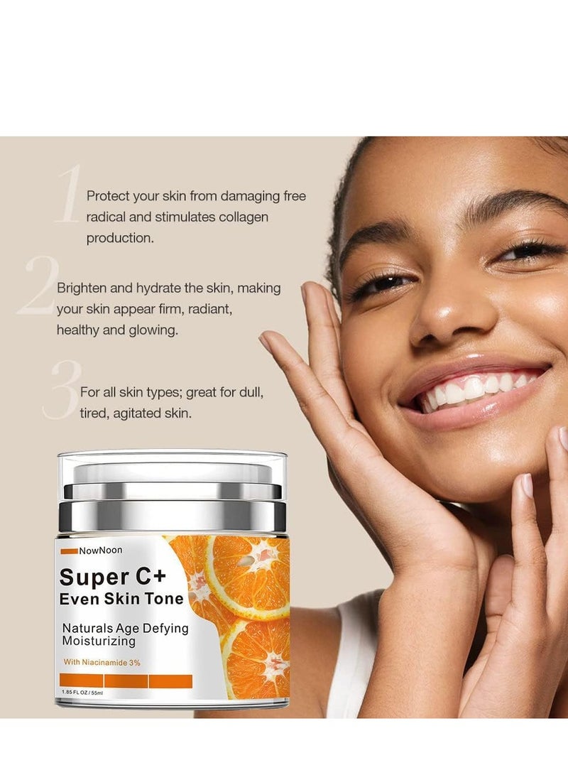 NowNoon Vitamin C Face Cream Moisturizer – Anti-Aging Hydrating Cream for Dark Spots, Wrinkles & Fine Lines, Firming & Even Skin Tone, Deep Moisturization for Dry Skin 55ml - Image 5