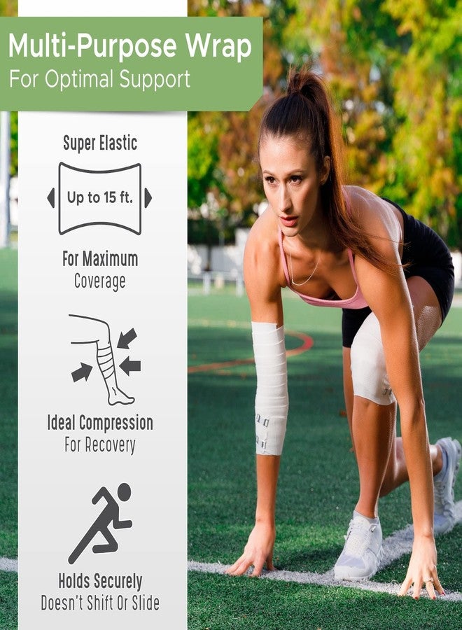 GT Premium Elastic Bandage Wraps (4" 2pack & 3" 2Pack) - Made of Grown Soft Woven Cotton - Metal Clip Fasteners - GT Latex Free Roll for Sprains & Injuries - Image 3