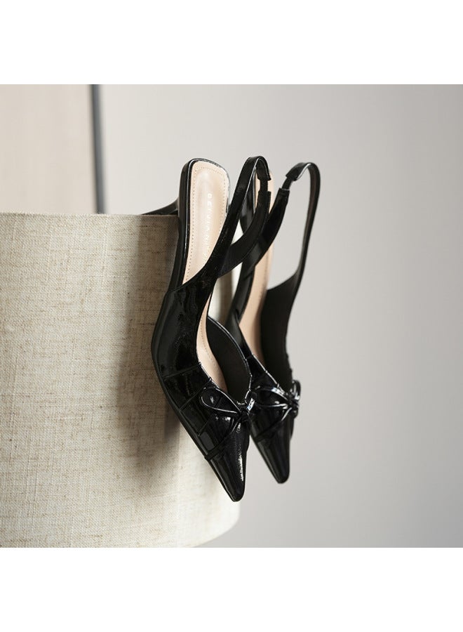 A3289-41 Bow Heap Sandals Women's Rear Empty Stiletto Pointed-toe Socialite Elegant High-heeled Shoes Summer New Arrival