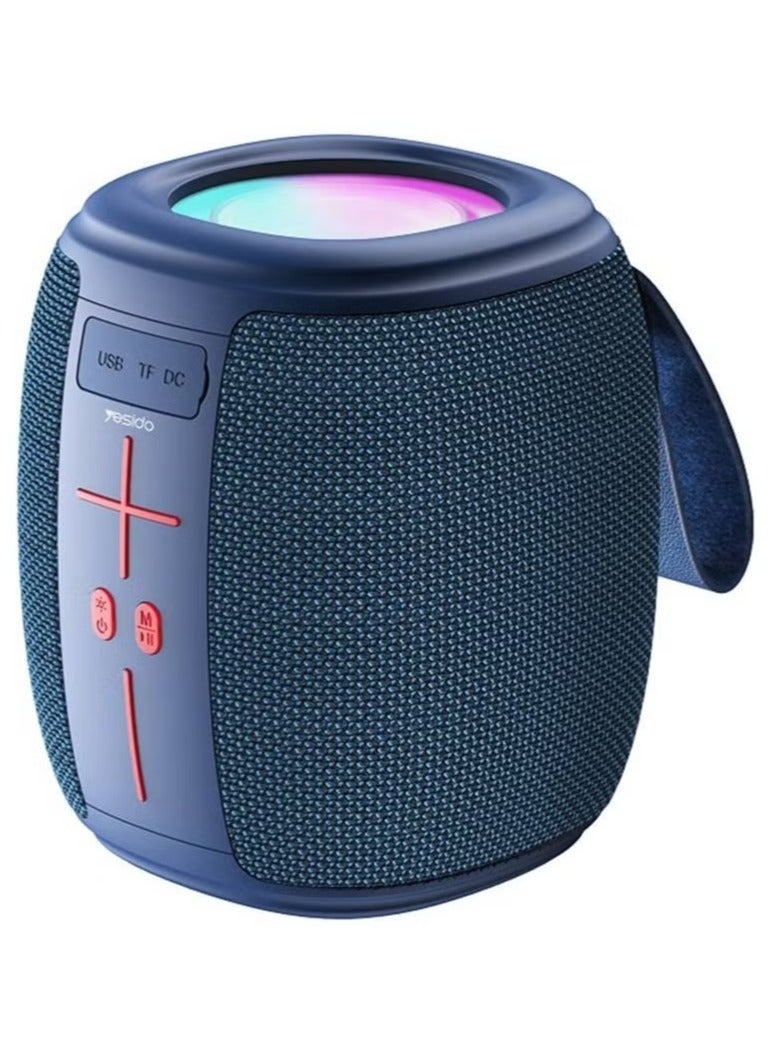 Yesido YSW14 Wireless Bluetooth Speaker with Deep Bass 66mm Driver, RGB Ambient Light Strip, USB & SD Card Support – Portable Stereo Sound System with Dual Playback Modes & 1200mAh Rechargeable Battery – Compact Outdoor Speaker – Blue - Image 1