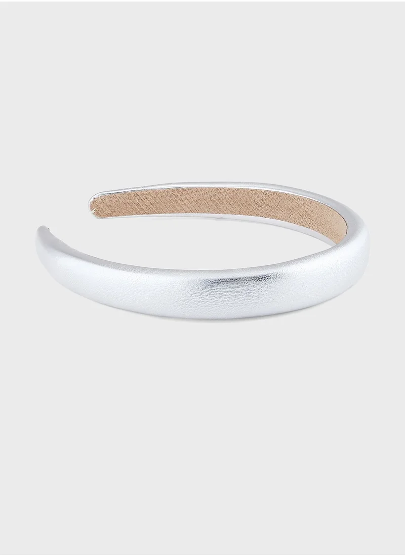 جينجر Skinny Faux Leather Padded Headband