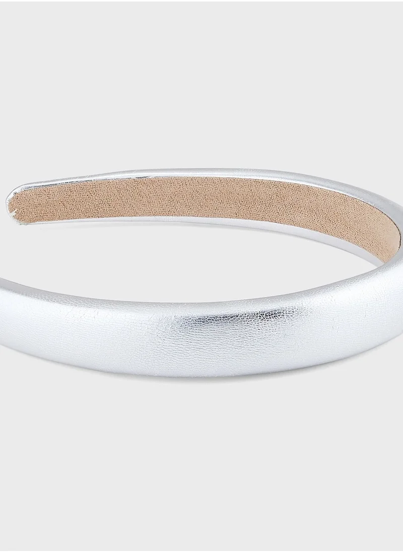 جينجر Skinny Faux Leather Padded Headband