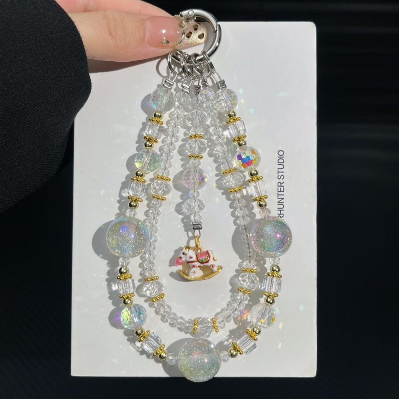 المينا الحرفية سبيكة طروادة الحصان مزدوجة الطبقة سلسلة الهاتف المحمول يدوية الخرز سلسلة حالة الهاتف المحمول سلسلة المفاتيح المعصم - Image 5