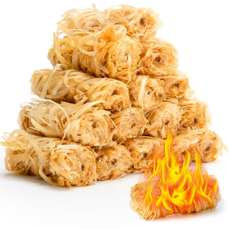 MAQIHAN 15PCS Quick Ignite Fire Starter - Fire Starter Rolls for BBQ Fireplace, Charcoal Starter for Indoor and Outdoor Use, Easily Light, Wax Wood Roll for Campfire, Chimney, Grill, Camping, Survival - Image 1