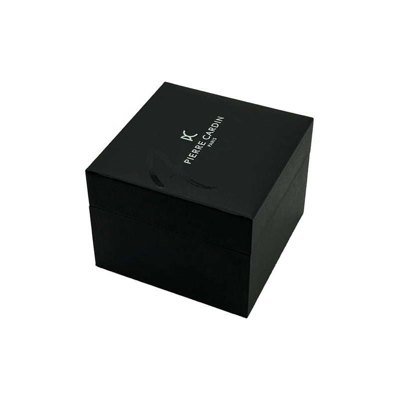 PIERRE CARDIN CBN.3035 - LUXE BLACK DIAL MEN'S WATCH WITH GOLD CASE & LEATHER BAND - Image 5