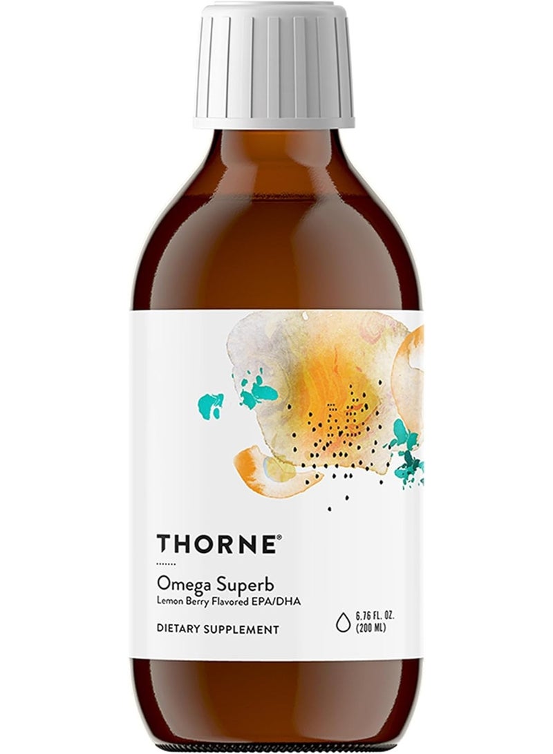 Thorne أوميجا سوبرب - مكمل غذائي بنكهة التوت الليموني يحتوي على حمض إيكوسابنتينويك/حمض دوكوساهيكسانويك - 250 مل (8.45 أونصة سائلة) - Image 1