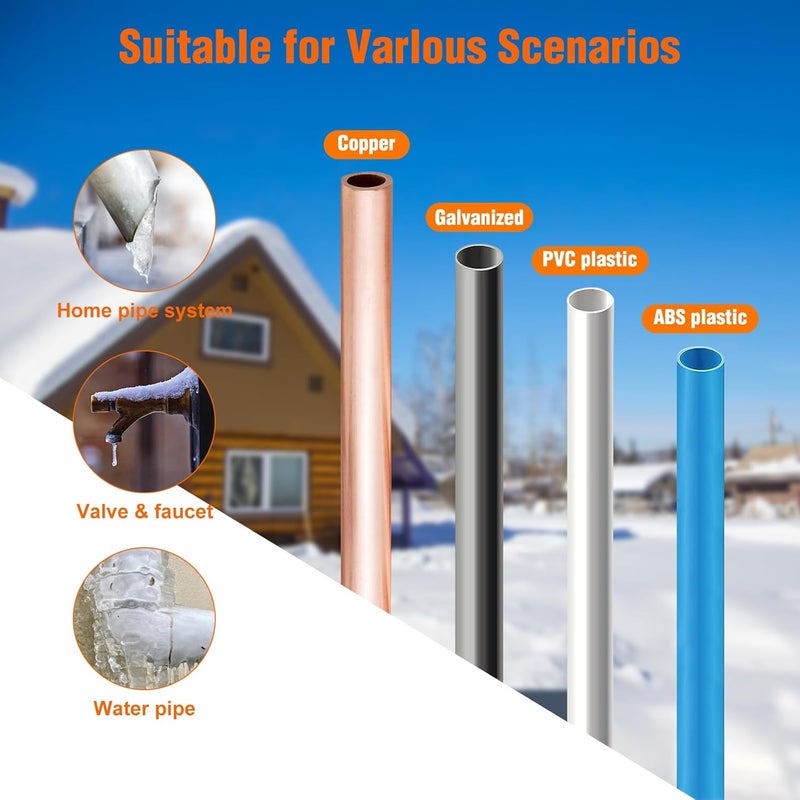 LantingMing Heat Tape for Water Pipes Roof & Gutter Snow De-Icing Heat Cable 200 feet 5 Watts Per Foot, Water Line Heat Tape Keeps Water Flowing at -40°F 5W/FT, 120V (200FT) - Image 4