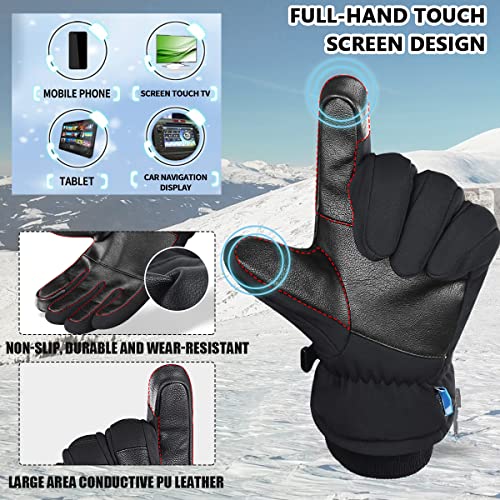 GUSTAVE® Professional Winter Gloves for Skiing, Warm Riding Gloves Touch Screen Finger Anti-slip Design, Ski Gloves, Bike Gloves Windproof Waterproof Riding Gloves for Men(L) - Image 5