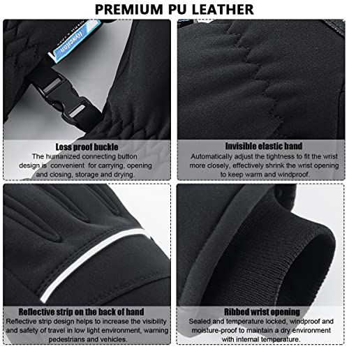 GUSTAVE® Professional Winter Gloves for Skiing, Warm Riding Gloves Touch Screen Finger Anti-slip Design, Ski Gloves, Bike Gloves Windproof Waterproof Riding Gloves for Men(L) - Image 4