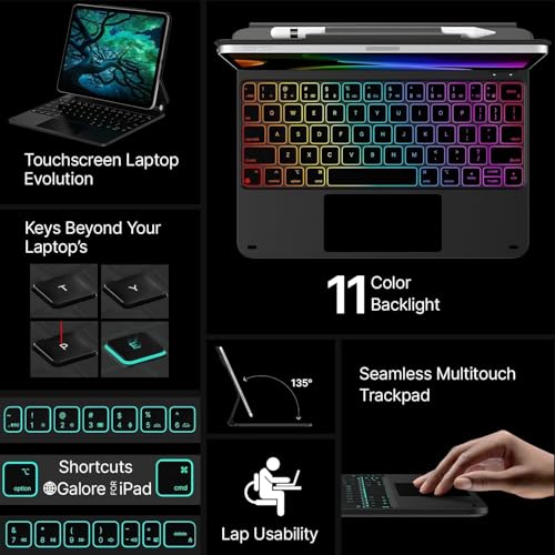 typecase Edge for iPad A16 (11th Gen) & iPad 10th Gen with 11-Color Backlit & Gesture Touchpad, Magic Style Floating Cantilever Magnetic Keyboard (NOT FIT to Air 11/5th/4th/Pro 11) - Black'26 - Image 4