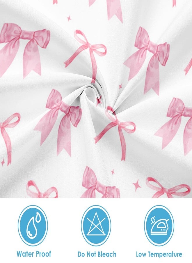 Nesphy Shower Curtain and Liner Set, Cute Pink Bow Modren Shower Curtain and Liner with Double-Sided Stainless Steel Hooks, 3-in-1 Waterproof Fabric for Bathroom, 72x72 Inch - Image 4