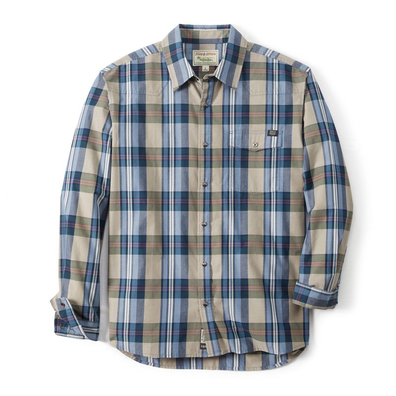 Field & Stream Men's Covey Back Long Sleeve Casual Shirt, Seaside Plaid, Large - Image 1