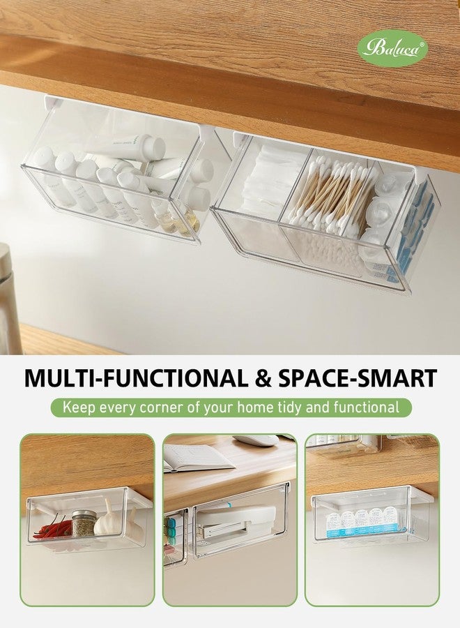 BALUCA Small Clear Stackable Storage Drawers - 33° Angled Acrylic Makeup Organizer for Vanity, Undersink & Kitchen Cabinets | Multi-Purpose Plastic Storage Bins & Drawer Organizer Bins (Large) - Image 4