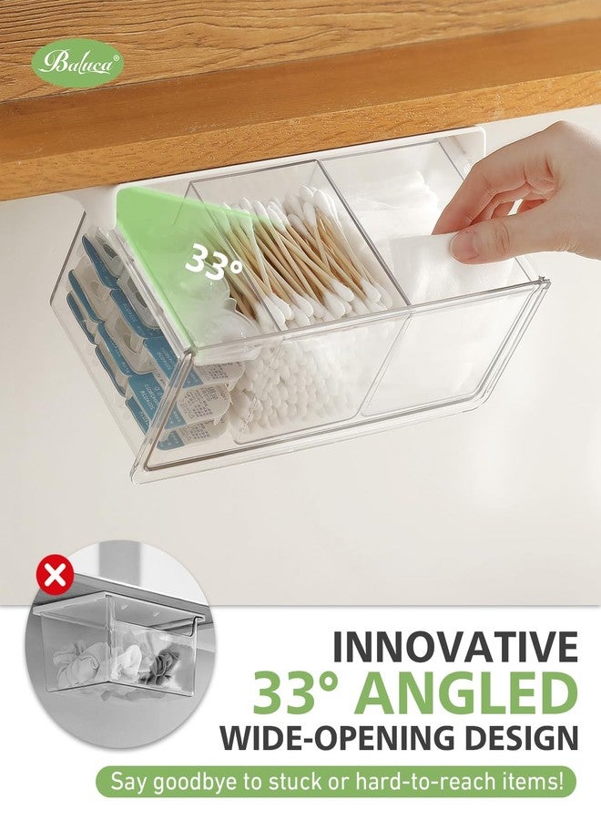 BALUCA Small Clear Stackable Storage Drawers - 33° Angled Acrylic Makeup Organizer for Vanity, Undersink & Kitchen Cabinets | Multi-Purpose Plastic Storage Bins & Drawer Organizer Bins (Large) - Image 2