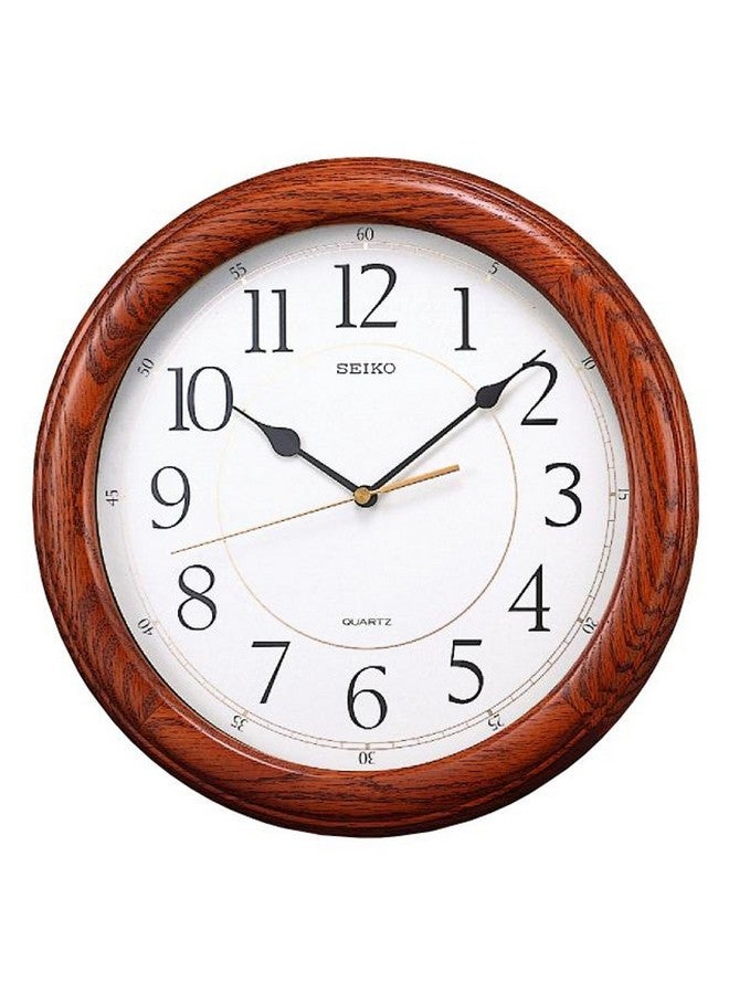 Seiko Seiko Wall Clock Quiet Sweep Second Hand Dark Brown Solid Oak Case  - Image 1