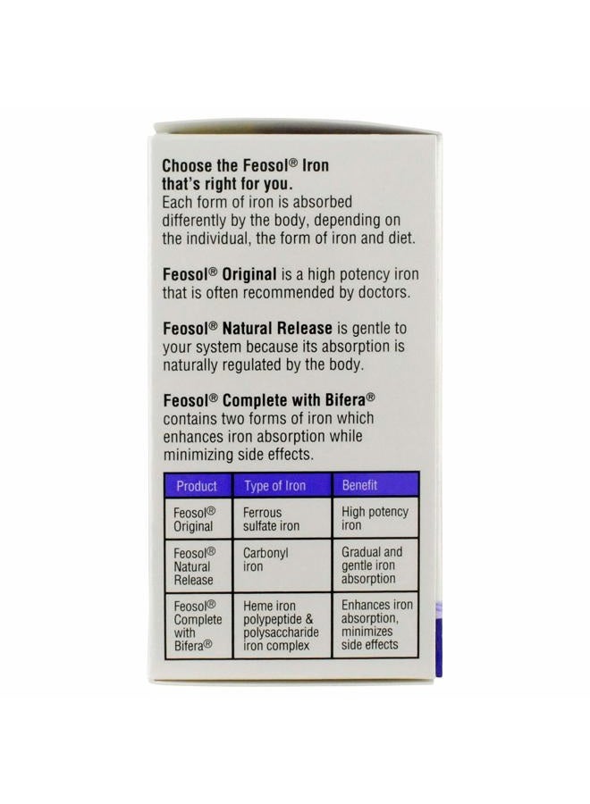 Feosol Complete Iron Supplement Tablets, Non-heme, 325mg Ferrous Sulfate (65mg Elemental Iron) per Iron Pill, 1 Per Day, 30 Count (Pack of 2, Total 60 Count), for Energy and Immune System Support - Image 2