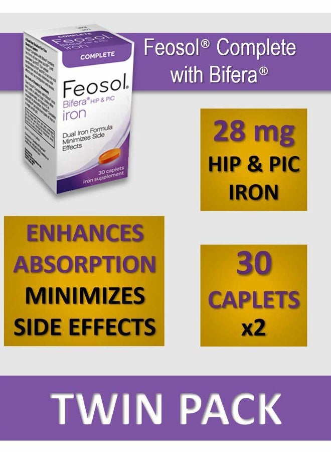 Feosol Complete Iron Supplement Tablets, Non-heme, 325mg Ferrous Sulfate (65mg Elemental Iron) per Iron Pill, 1 Per Day, 30 Count (Pack of 2, Total 60 Count), for Energy and Immune System Support - Image 5